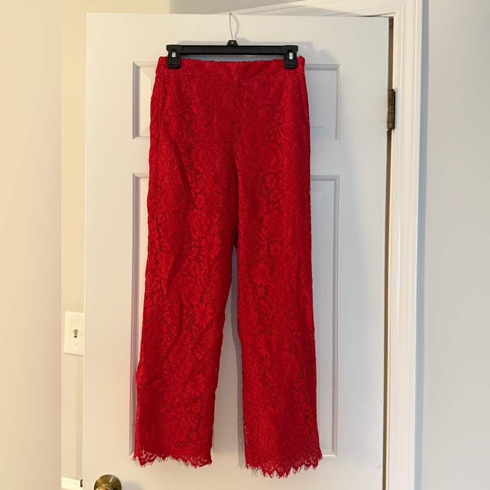 J Crew Red lace pants- new without tags